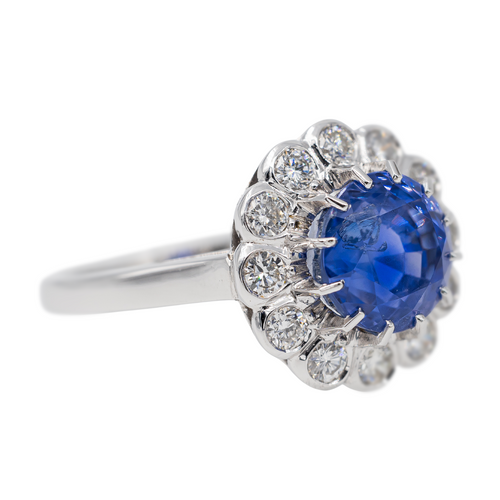 Bague 55 Bague marguerite en or blanc 18 carats, saphir et diamants 58 Facettes 2663490CN