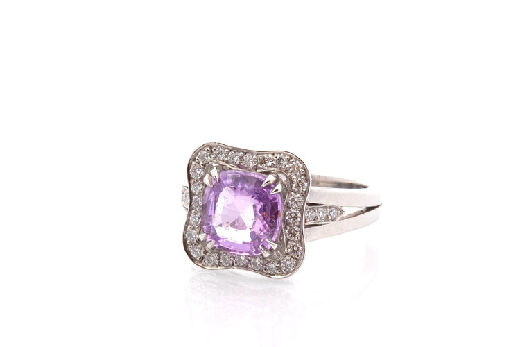 Bague 53 Bague saphir violet 2,21 ct et diamants en platine 58 Facettes 26642-27328
