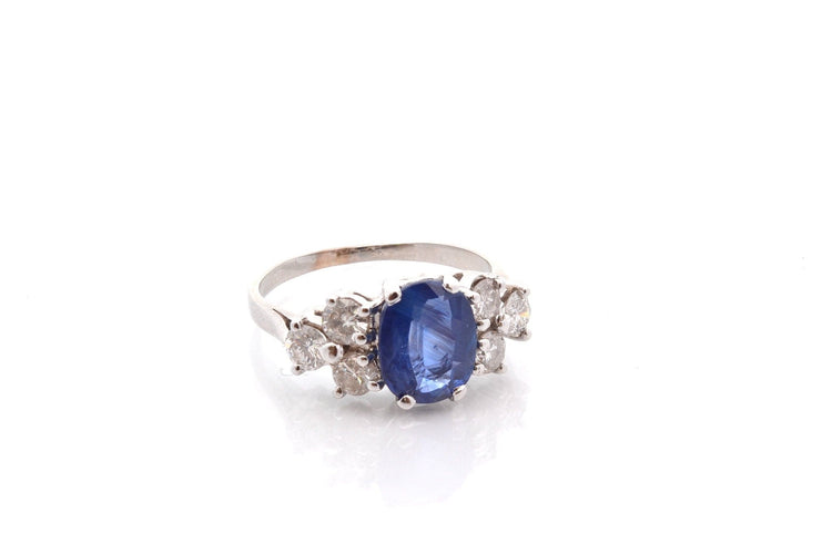 Bague 51.5 Bague saphir 2,04 ct et diamants en or blanc 18k 58 Facettes 26648-27094