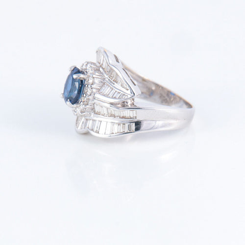 Bague 55 Bague Juponnée, Saphir & Diamants, Or Blanc 58 Facettes DV0032-13