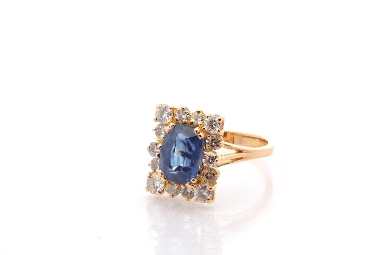 Bague 52 Bague en or 18k au saphir de Ceylan 2,57 ct et diamants 58 Facettes 26682-27487
