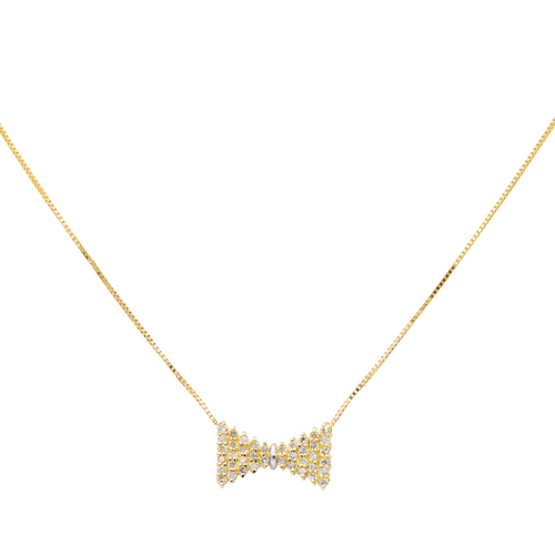 Collier Collier pendentif nœud en or jaune et or blanc 18 carats, diamants 58 Facettes 2673750CN