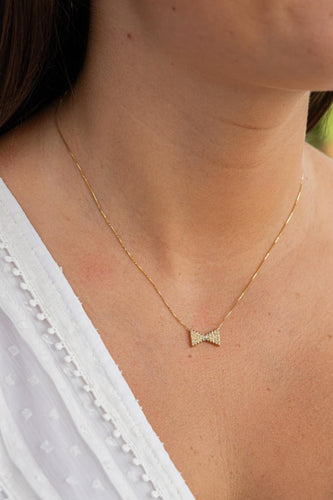 Collier Collier pendentif nœud en or jaune et or blanc 18 carats, diamants 58 Facettes 2673750CN