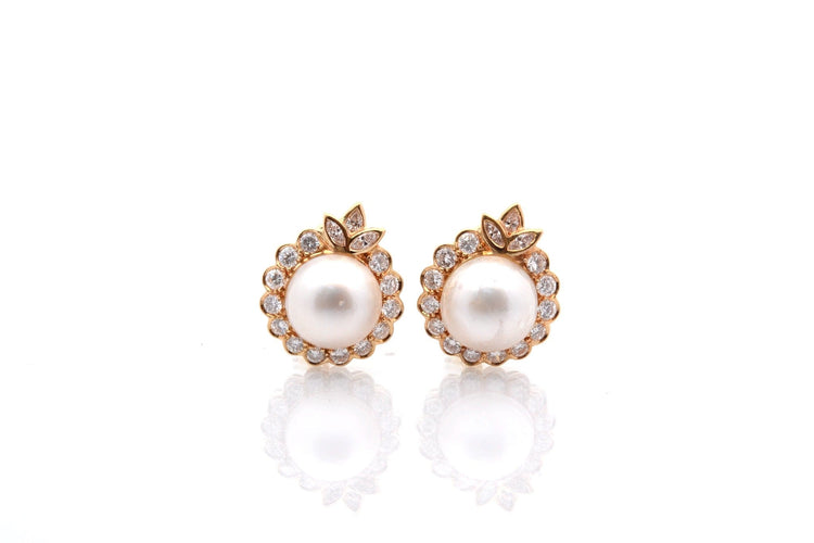 Boucles d'oreilles Boucles d'oreilles en platine et or blanc, diamants et perles mabé 58 Facettes 26763dv