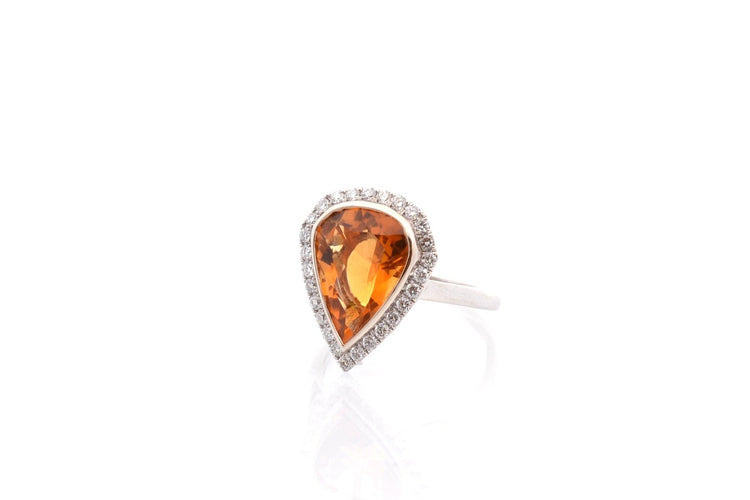 Bague 52 Bague en or blanc 18k avec citrine 4,06 ct et diamants 58 Facettes 26785