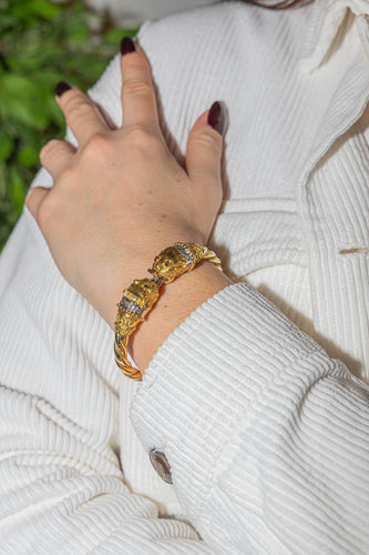 Bracelet Bracelet jonc - Or jaune et blanc 18 carats, diamants et rubis 58 Facettes 2679405CN