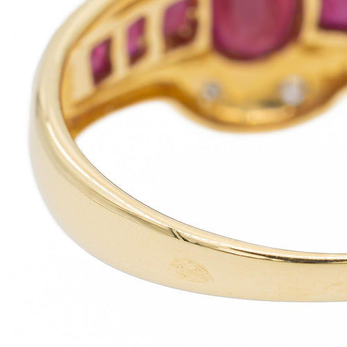 Bague 57 Bague rubis et diamants en or jaune et or blanc 18 carats 58 Facettes 2682322CD