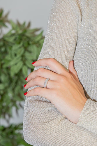 Bague 53 Bague pavée en or blanc 18 carats et diamants 58 Facettes 2686307CN