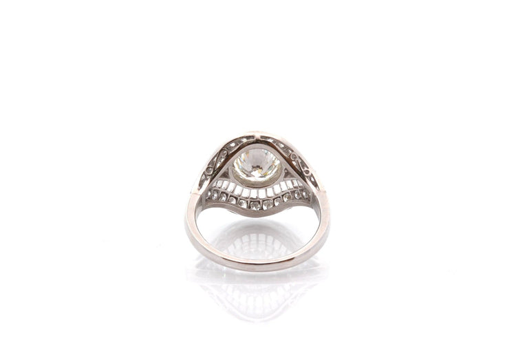 Bague 54 Bague en platine avec diamant 1,41 ct et entourage de diamants 58 Facettes 26866-27081