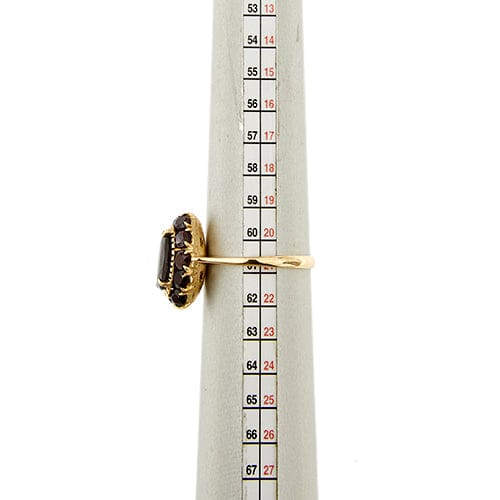 Bague Bague halo en or rose 18 ct avec grenats 58 Facettes 26868