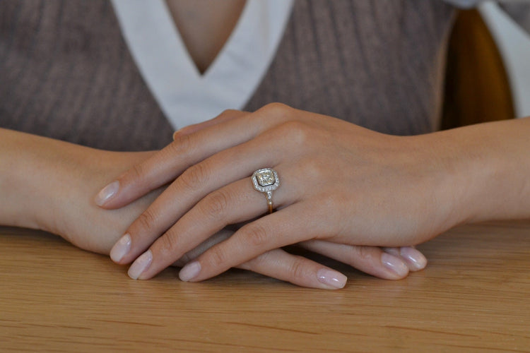 Bague 54 Bague Art déco en platine et or 18k avec diamants 58 Facettes 26872-26984