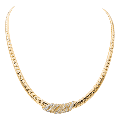 Collier Collier maille anglaise en or jaune 18 carats et diamants 58 Facettes 2695948CN