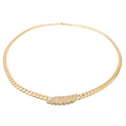 Collier Collier maille anglaise en or jaune 18 carats et diamants 58 Facettes 2695948CN