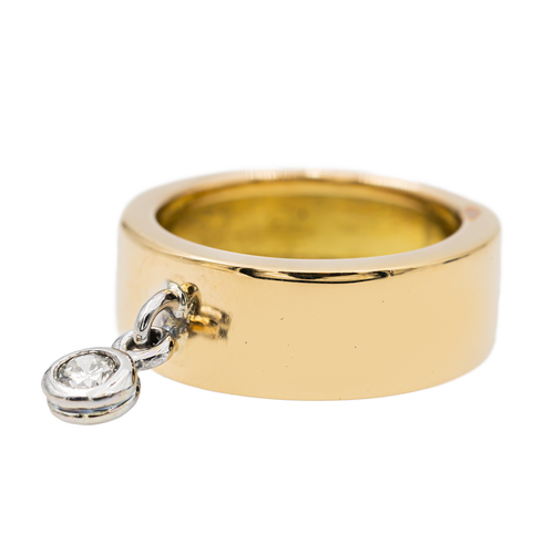 Bague 47.5 Bague solitaire en or jaune et blanc 18 carats avec diamant 58 Facettes 2697404CN