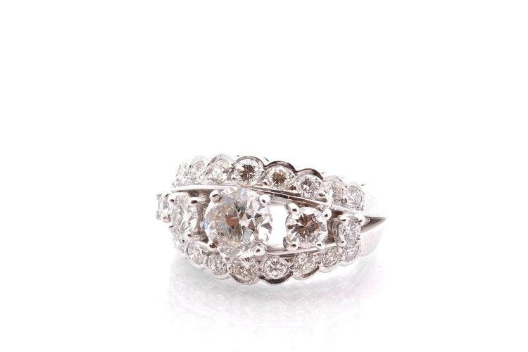 Bague 53 Bague vintage en or blanc 18k et diamants 58 Facettes 27236-27101