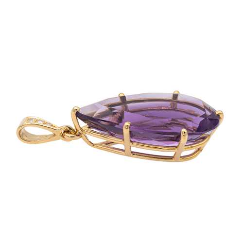 Pendentif Pendentif poire en or jaune 18 carats avec améthyste et diamants 58 Facettes 2711913CN