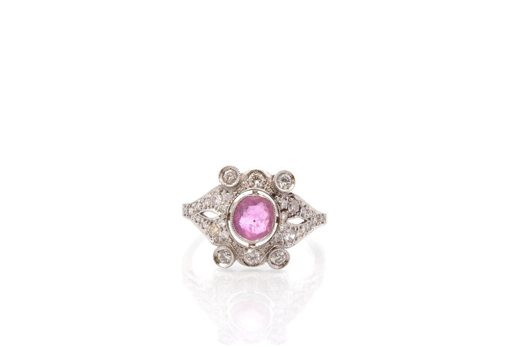 Bague 54 Bague Art déco rubis et diamants en platine 58 Facettes 27174