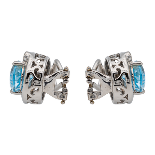 Boucles d'oreilles Boucles d’oreilles clips en or blanc 18 carats topazes et diamants 58 Facettes 2718242CN