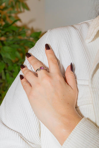 Bague 54 Bague Toi & Moi en or blanc 18 carats avec saphir rose et diamant 58 Facettes 2718334CN