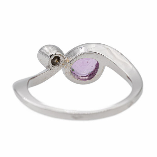 Bague 54 Bague Toi & Moi en or blanc 18 carats avec saphir rose et diamant 58 Facettes 2718334CN