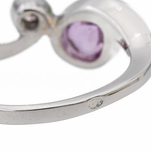 Bague 54 Bague Toi & Moi en or blanc 18 carats avec saphir rose et diamant 58 Facettes 2718334CN