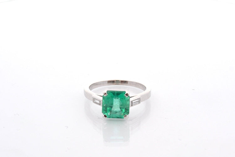 Bague 53 Bague en platine avec émeraude de Colombie 2,16 ct et diamants 58 Facettes 27219-27364B