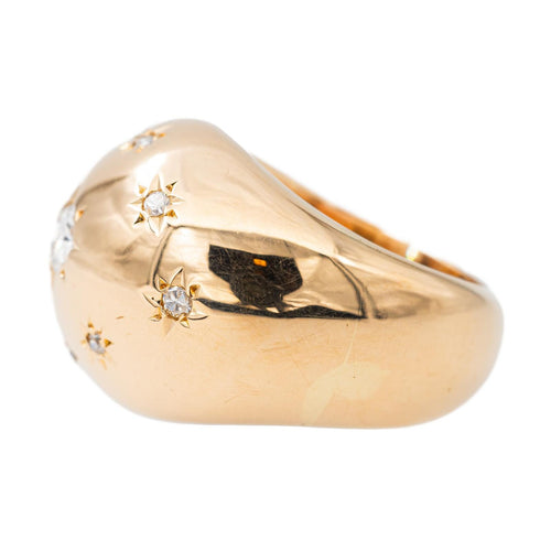 Bague 47.5 Bague bombée en or jaune 18 carats sertie de diamants 58 Facettes 2722622CN