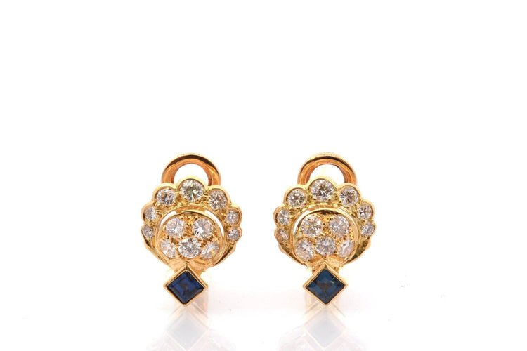 Boucles d'oreilles Boucles d’oreilles saphirs et diamants en or 18k 58 Facettes 27401