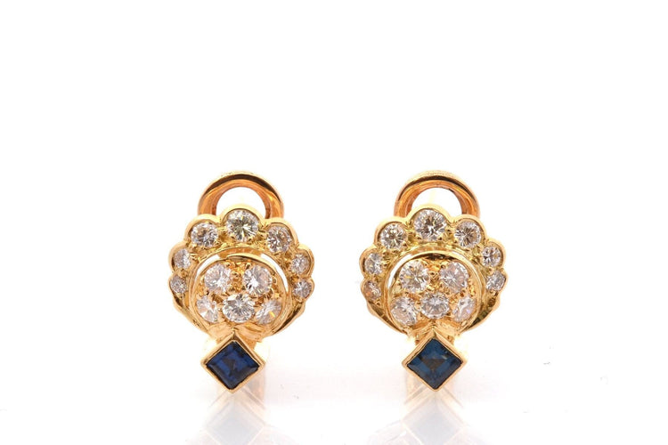 Boucles d'oreilles Boucles d’oreilles saphirs et diamants en or 18k 58 Facettes 27401