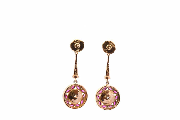 Boucles d'oreilles Boucles d’oreilles Art déco en or 18k et platine, diamants et rubis 58 Facettes 27485