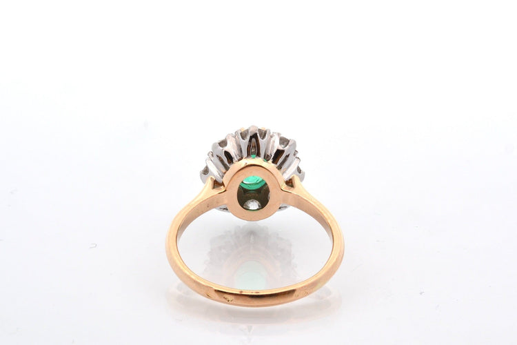 Bague 52 Bague ancienne en platine et or 18k, émeraude et diamants 58 Facettes 27503-27622
