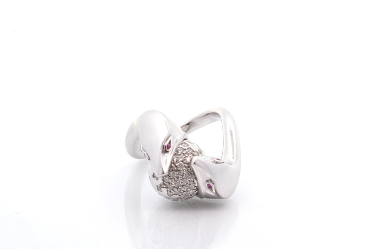 Bague 54 Boucheron - Bague en or 18k avec diamants et rubis 58 Facettes 27533