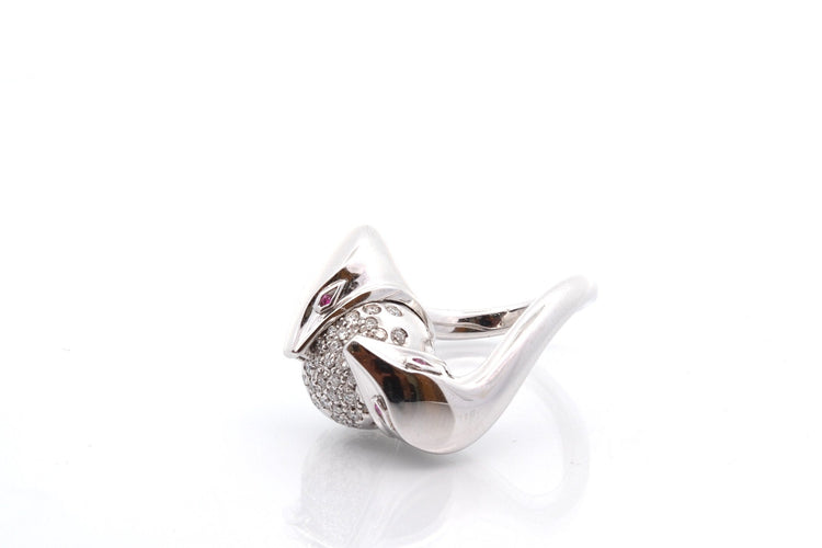 Bague 54 Boucheron - Bague en or 18k avec diamants et rubis 58 Facettes 27533