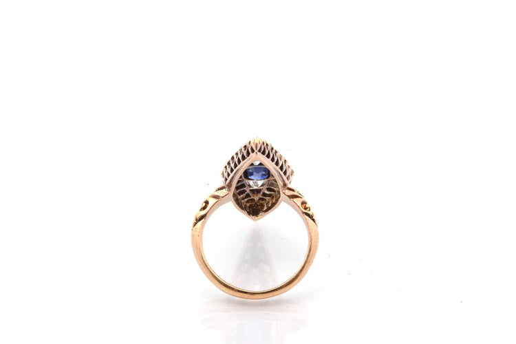 Bague 49 Bague marquise ancienne en or 18k, saphir et diamants 58 Facettes 27625