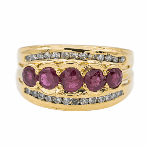 Bague 57 Bague  Or jaune Rubis, Diamant 58 Facettes 2763556CN