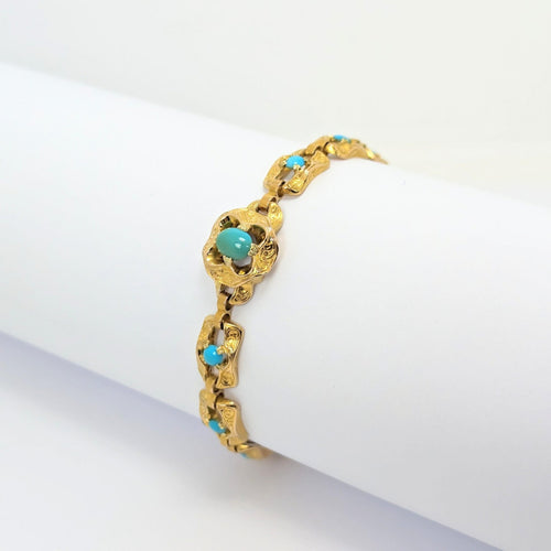 Bracelet Bracelet en or jaune 18 carats et turquoises 58 Facettes 27765