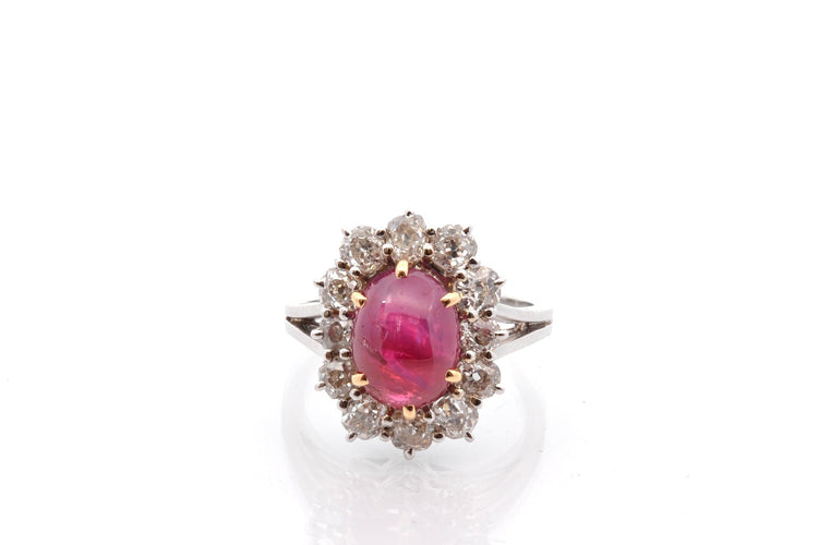 Bague 54.5 Bague rubis birman non chauffé 4,58 ct en or 18k et diamants 58 Facettes 27808