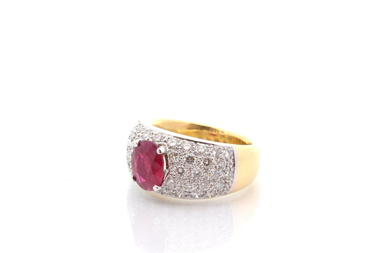 Bague 53 Bague rubis et diamants en or 18k et platine 58 Facettes 27823