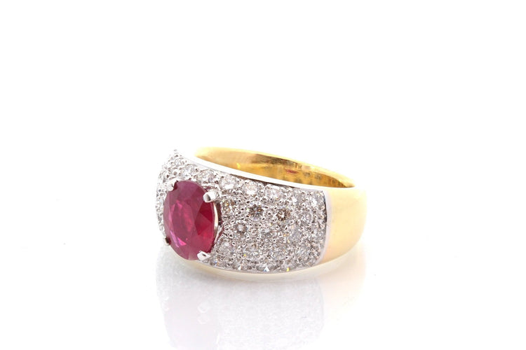 Bague 53 Bague rubis et diamants en or 18k et platine 58 Facettes 27823