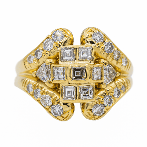 Bague 58 Bague en or jaune 18 carats pavée de diamants 58 Facettes 2783630CN
