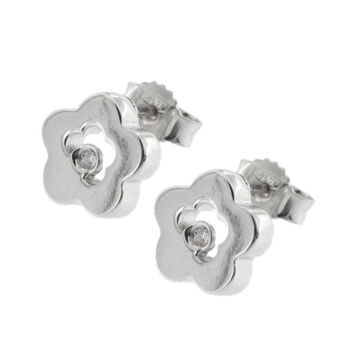 Boucles d'oreilles Boucles d’oreilles fleur - Puces en or blanc 18 carats et diamants 58 Facettes 27897