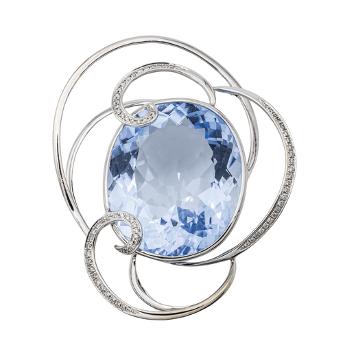 Pendentif Pendentif en or blanc 18 carats avec aigue-marine et diamants 58 Facettes 2826011CN