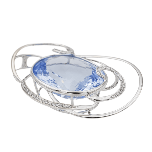 Pendentif Pendentif en or blanc 18 carats avec aigue-marine et diamants 58 Facettes 2826011CN
