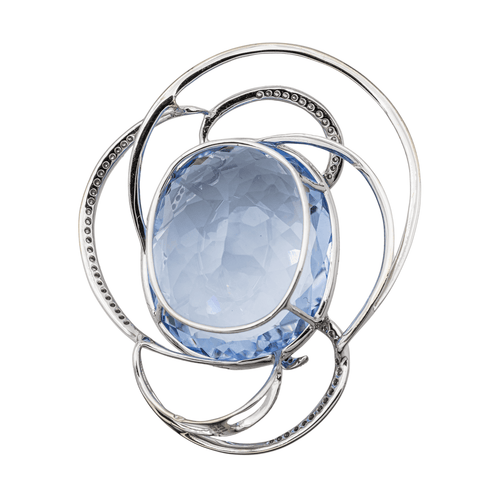 Pendentif Pendentif en or blanc 18 carats avec aigue-marine et diamants 58 Facettes 2826011CN