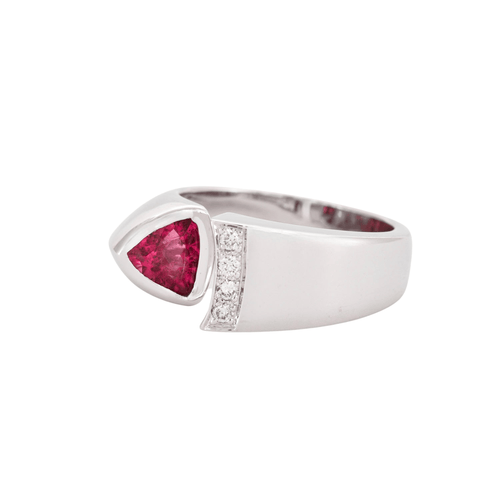 Bague 54 Bague ouverte Tourmaline rose Diamants 58 Facettes DV0463-2