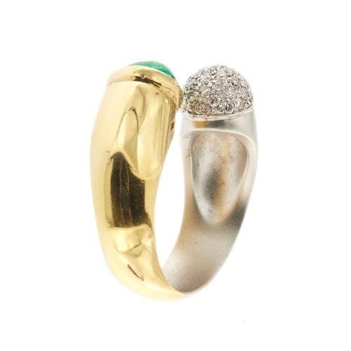 Bague 56 Bague ouverte en or jaune et or blanc 18 carats, émeraude et diamants 58 Facettes 28269