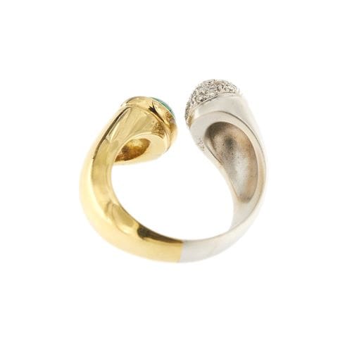 Bague 56 Bague ouverte en or jaune et or blanc 18 carats, émeraude et diamants 58 Facettes 28269