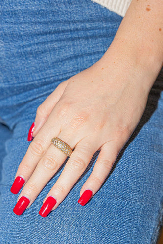 Bague 54.5 Bague jonc pavée de diamants en or jaune 18 carats 58 Facettes 2830633CN