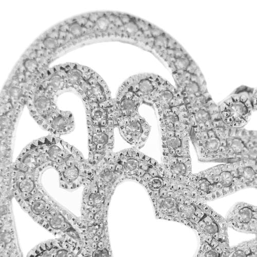 Boucles d'oreilles Boucles d'oreilles pendantes cœur en or blanc 18 carats et diamants 58 Facettes 28314