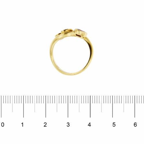 Bague 54 Bague contrariée en or jaune 18 ct avec rubis et diamants 58 Facettes 28379